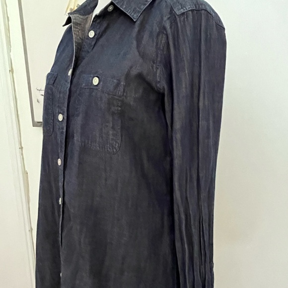 Loft Blue Chambray The Softened Button Front Blouse Size Small - Picture 3 of 9